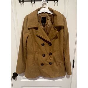 Me Jane tan Brown Double Breasted winter dressy coat Jacket
